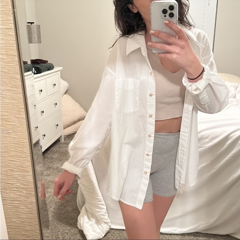 White Oversized Button down from Aritzia